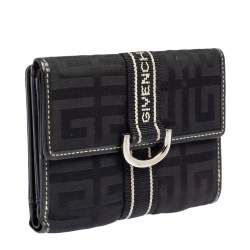 Pre Owned Givenchy Black Monogram Fabric and Leather French Wallet