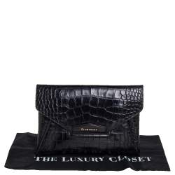 مملوكة مسبقًا حقيبة كلتش جيفنشي أنتيغونا جلد نقشة التمساح أسود متوسطة