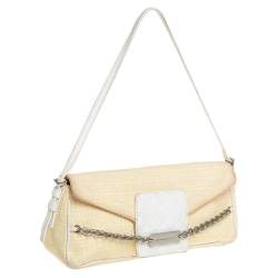 مملوكة مسبقًا حقيبة جيفنشي باغيت كانفاس وجلد أصفر بالشعار وقلاب