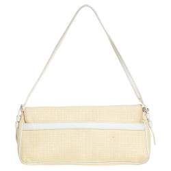 مملوكة مسبقًا حقيبة جيفنشي باغيت كانفاس وجلد أصفر بالشعار وقلاب