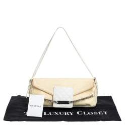 مملوكة مسبقًا حقيبة جيفنشي باغيت كانفاس وجلد أصفر بالشعار وقلاب