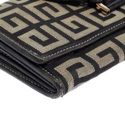 Givenchy Black/Grey Monogram Canvas and Leather Continental Wallet