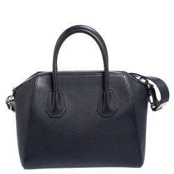 Pre Owned Givenchy Navy Blue Leather Small Antigona Satchel