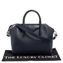 Pre Owned Givenchy Navy Blue Leather Small Antigona Satchel