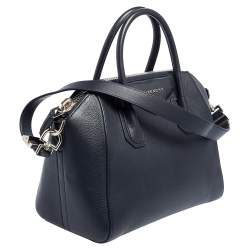 Pre Owned Givenchy Navy Blue Leather Small Antigona Satchel