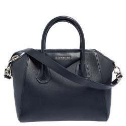 Pre Owned Givenchy Navy Blue Leather Small Antigona Satchel