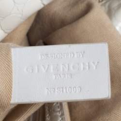 Pre Owned Givenchy Off White Patent Leather Flap Logo Hobo
