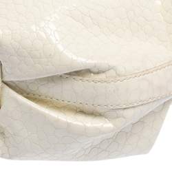 Pre Owned Givenchy Off White Patent Leather Flap Logo Hobo