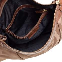 Pre Owned Givenchy Brown Signature Satin And Leather Hobo