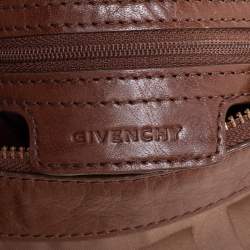 Pre Owned Givenchy Brown Signature Satin And Leather Hobo