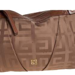 Pre Owned Givenchy Brown Signature Satin And Leather Hobo
