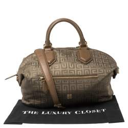 Pre Owned حقيبة ساتشيل جيفنشي عندليب جلد وقماش مونوغرام أخضر/ بني 