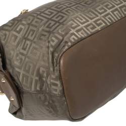 Pre Owned حقيبة ساتشيل جيفنشي عندليب جلد وقماش مونوغرام أخضر/ بني 