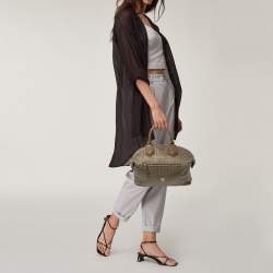 Pre Owned حقيبة ساتشيل جيفنشي عندليب جلد وقماش مونوغرام أخضر/ بني 