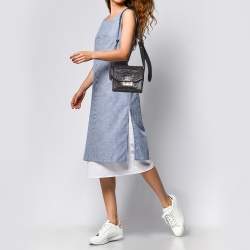 Pre Owned حقيبة كتف جيفنشي GV 3 جلد بنقشة التمساح رصاصي