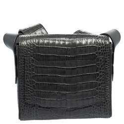 Pre Owned حقيبة كتف جيفنشي GV 3 جلد بنقشة التمساح رصاصي