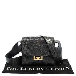 Pre Owned حقيبة كتف جيفنشي GV 3 جلد بن قشة التمساح رصاصي