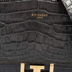 Pre Owned حقيبة كتف جيفنشي GV 3 جلد بنقشة التمساح رصاصي