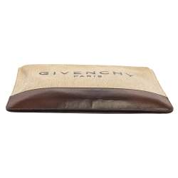 مملوكة مسبقًا Givenchy Beige/Brown Canvas and Leather Flat Zip Pouch