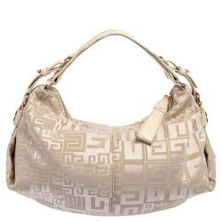 Pre Owned Givenchy Beige Monogram Canvas and Leather Hobo
