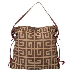 Pre Owned Givenchy Beige/Brown Monogram Canvas and Leather Shoulder Bag