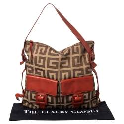 Pre Owned Givenchy Beige/Brown Monogram Canvas and Leather Shoulder Bag