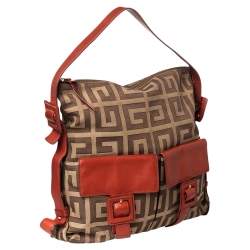 Pre Owned Givenchy Beige/Brown Monogram Canvas and Leather Shoulder Bag