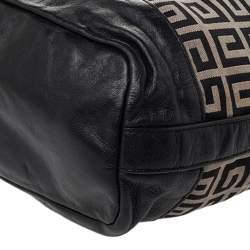 Pre Owned Givenchy Beige/Black Monogram Canvas And Leather Hobo