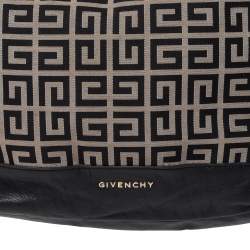 Pre Owned Givenchy Beige/Black Monogram Canvas And Leather Hobo
