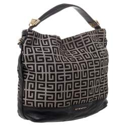 Pre Owned Givenchy Beige/Black Monogram Canvas And Leather Hobo