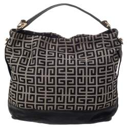 Pre Owned Givenchy Beige/Black Monogram Canvas And Leather Hobo