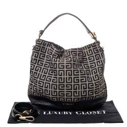 Pre Owned Givenchy Beige/Black Monogram Canvas And Leather Hobo