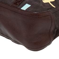 Pre Owned Givenchy Brown Suede and Leather Zip Boston Bag