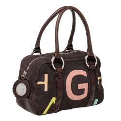 Pre Owned Givenchy Brown Suede and Leather Zip Boston Bag