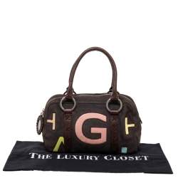 Pre Owned Givenchy Brown Suede and Leather Zip Boston Bag