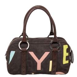 Pre Owned Givenchy Brown Suede and Leather Zip Boston Bag