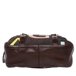 Pre Owned Givenchy Brown Suede and Leather Zip Boston Bag