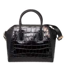 Pre Owned حقيبة ساتشل جيفنشي أنتيغونا جلد نقشة التمساح سوداء