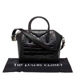 Pre Owned حقيبة ساتشل جيفنشي أنتيغونا جلد نقشة التمساح سوداء
