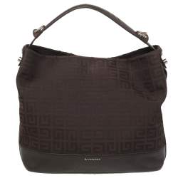 Pre Owned Givenchy Brown Monogram Canvas And Leather Hobo
