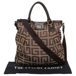Pre Owned Givenchy Brown/Beige Signature Canvas And Leather Hobo