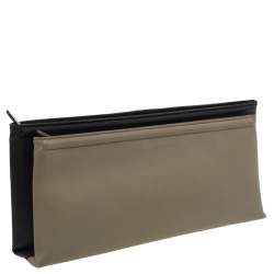 Pre Owned Givenchy Black/Olive Green Leather Double Zip Clutch