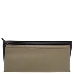 Pre Owned Givenchy Black/Olive Green Leather Double Zip Clutch
