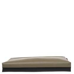 Pre Owned Givenchy Black/Olive Green Leather Double Zip Clutch