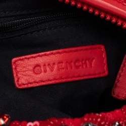 Pre Owned حقيبة جيفنشي يد علوية مزخرف كريستال ترتر أحمر