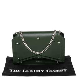 Pre Owned حقيبة كروس جيفنشي جلد خضراء بقلاب قصة 