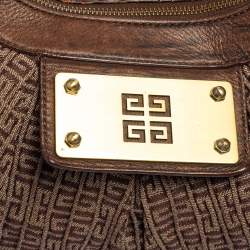 Pre Owned Givenchy Brown Monogram Canvas and Leather Logo Plaque Hobo