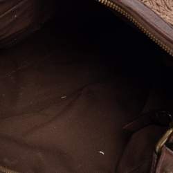 Pre Owned Givenchy Brown Monogram Canvas and Leather Logo Plaque Hobo