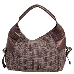 مملوكة مسبقًا حقيبة جيفنشي باغويت جلد وقماش مونوغرامي بني