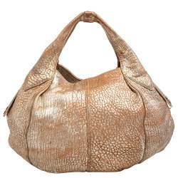 Pre Owned Givenchy Gold/Beige Pebbled Leather Hobo